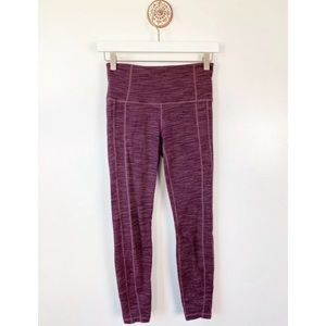 Athleta High Rise 7/8 Length Legging Purple Stripe